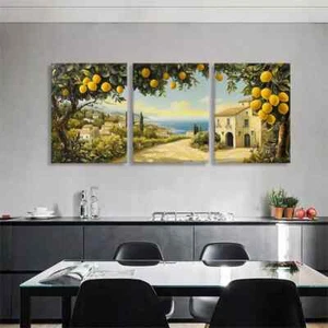 3pcs Mediterranean Landscape Lemon Tree Perfect Wall Art Canvas Unframed/Framed - Picture 1 of 9