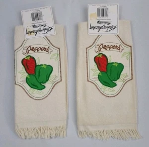 Vintage Peppers Kitchen Towels By Kitchen Stitchen Embroidery Cotton Taiwan - Picture 1 of 14