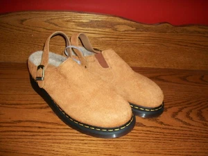 Dr Martens Isham finta pelle scamosciata shearling slingback mules pecan marrone. Uomo 12 - NUOVO - Foto 1 di 5