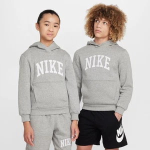 YOUTH NIKE SPORTSWEAR CLUB FLEECE HOODIE_DK GREY HEATHER/WHITE HJ3156-063-SIZE M - Picture 1 of 2