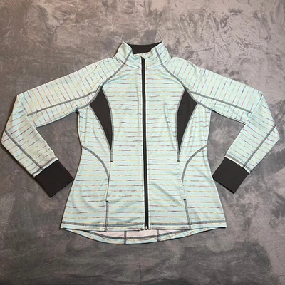 Спортивная куртка на молнии Tek Gear в полоску с ложным воротником и сетчатыми вставками размер большой - Изображение 1 из 4