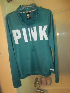 NWOT women's long sleeve active wear top PINK Ultimate Size L green color - Picture 1 of 14