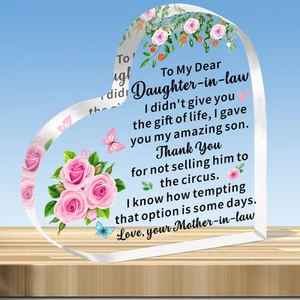 Heart Shaped Acrylic Plaque Gift for Daughter in Law from Mother in Law - Picture 1 of 12