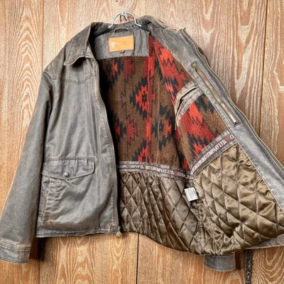 Vintage Outback Trading Mens XL Landsman Waxed Canvas Jacket Western Aztec Lined - Image 1 of 4