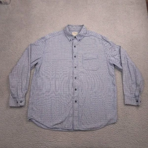 LL Bean Mens Large Blue White Houndstooth Button Down Shirt Cotton Traditional - Picture 1 of 11