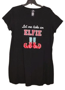 Secret Treasures - Camicia da notte nera in misto cotone "Elfie" - Donna taglia 2X/3X - Foto 1 di 3