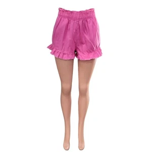 Aerie Linen Blend Ruffle Shorts Women's Size Small Pink High Waisted New - Picture 1 of 8