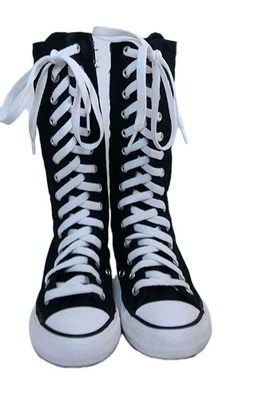 Converse All Star Kids Knee High Chuck Taylor Canvas Lace Up Boots Size 12 Youth - Image 1 of 4