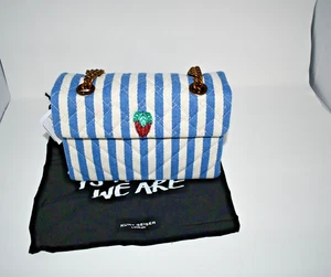 Bolso de Hombro Kurt Geiger Kensington a Rayas en Azul Abierto Nuevo con Etiquetas - Imagen 1 de 8