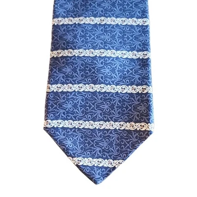 Raphael Silk Tie Mens Blue Ornate Pattern Floral Inspired Swirl - Imagem 1 de 4