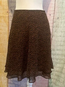 Express Women Leopard Pleated Skirt Size Medium Ruffled Bottom Boho Animal Print - Picture 1 of 5