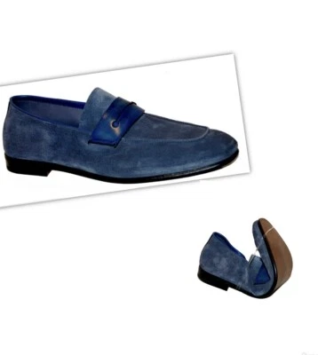 Ermenegildo Zegna Men's Suede Flex Loafers Blue Shoes Size EU 10 US 11 Fit Large - Image 1 of 4