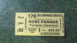 1994 105th Rose Parade 179 So Orange Grove Fantastic Adventure Ticket Stub - Bild 1 von 2