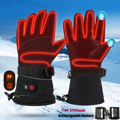 Electric Heated Gloves Rechargeable Battery Hand Warm Windproof Thermal Winter - Image 1 of 4