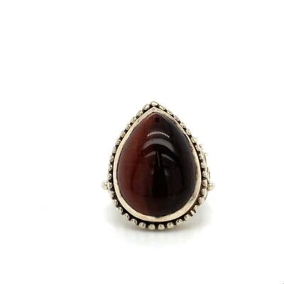 Anillo de piedra ojo de tigre rojo raro Doug Paulus 925 dP firmado de colección talla 6 1/4 Foto 1 de 4