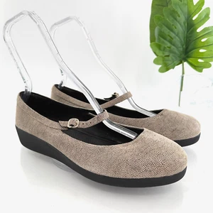 Fitflop F-Pop Mary Jane Ballerinas Damen 11 beige gesprenkeltes Leder Keilabsatz bequem - Bild 1 von 13