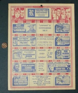 1971 Auburn Illinois R Theatre movie flyer Steve McQueen Lemans John Wayne too-- - Picture 1 of 1