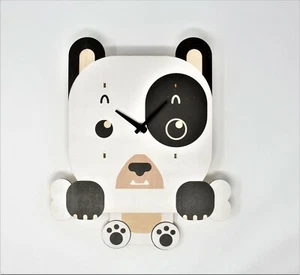 Wooden Animal Hand Crafted Cartoon swinging dog wall clock - Picture 1 of 4