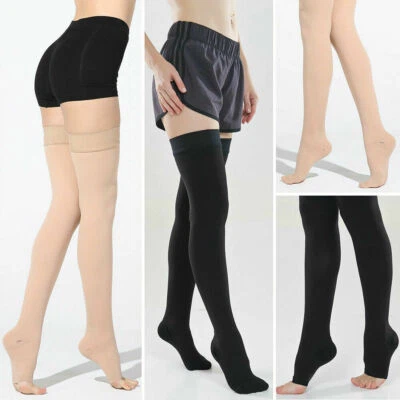 Medical Compression Stockings Thigh High Varicose Support Socks Closed/Open Toe - Image 1 of 4