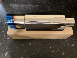 HKS Style Slash Cut 3,5" blau Edelstahl Auspuff 2,5" Einlass UK LAGER - Bild 1 von 3