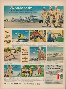 1950 US Air Force Cadet Vintage Print Ad 50s Airplanes Officers Mechanics USA - Picture 1 of 9