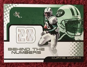 CURTIS MARTIN 2001 E-X Fleer Football #ed 75/772 Game Worn NY Jets Patriots - Picture 1 of 2