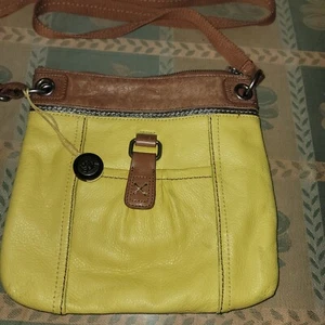 The Sak Soft Genuine Yellow Leather Shoulder Crossbody Bag - read descriptions - Picture 1 of 17