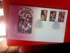 1995 CHRISTMAS FDC AUSTRALIAN  STAIN GLASS SET OF 3 STAMPS 