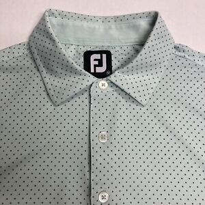 FootJoy FJ Golf Polo Shirt Lt. Green Black Dots Stretch Mens Medium Poly Spandex