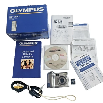 Olympus SP-310 7.1MP Digital Camera 3x Optical Zoom Silver - Box CD + More READ - Image 1 of 4
