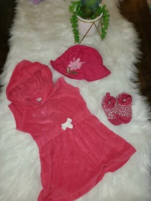 Bebé Niñas Talla 12-18 Meses Traje de Baño Paquete Encubrimiento, Sombrero y Zapatos para Agua ROSA Foto 1 de 3