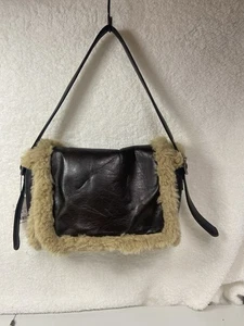 Bolso Cartera de Hombro ZARA Marrón Imitación Piel de Oveja Correas Ajustables - Imagen 1 de 10