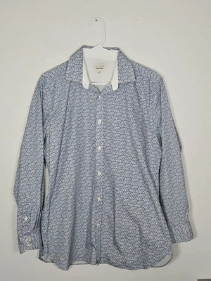 Camisa de vestir Ted Baker Endurance azul micro floral puño abatible para hombre talla 16 32/33 Foto 1 de 4