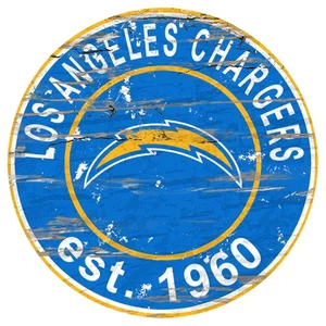 Los Angeles Chargers 12" Distressed Etabliertes Datum Holzschild - Bild 1 von 1