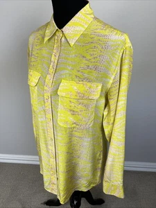 Equipment Femme $275 S/M 40" Slim Signature Silk Button Blouse Shirt Yellow RARE - Picture 1 of 9