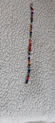 Pulsera tobillera hecha a mano con cuentas pastel cuentas de vidrio multicolor AB 10,5" Foto 1 de 4