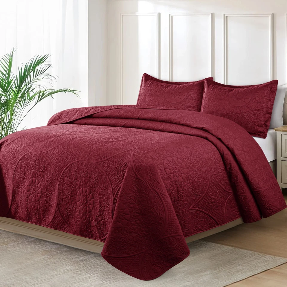 Juego de cama de lujo colcha acolchada de 3 piezas cubrecama + 2 fundas de almohada Foto 1 de 1