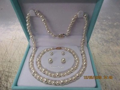 Nuevo Elegante Juego de Caja de Regalo Joyería Perla de Vidrio Foto 1 de 2