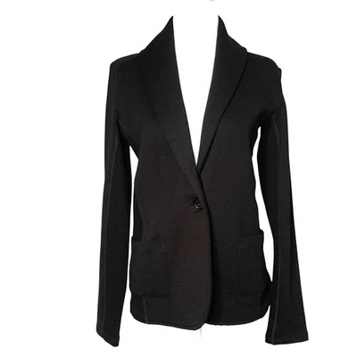 Chaqueta Blazer James Perse Mujer Talla 3/Grande Negra Botón Único Algodón  Foto 1 de 4