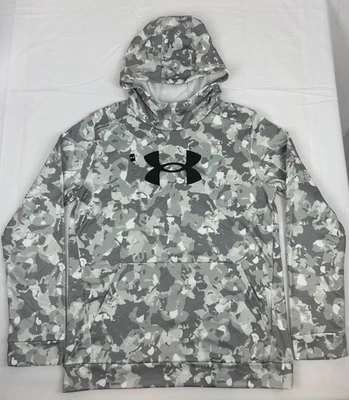 *NEW* Under Armour Fleece Lined Hoodie Youth XL Loose Fit Grey Camo - Image 1 of 4