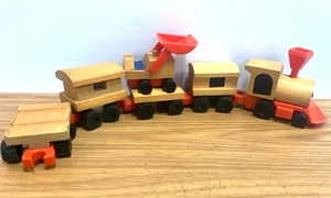 Mattel Wooden 6 pc. Choo-Choo Train set 1972 Made in Korea Vintage - Picture 1 of 17
