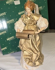 Vintage Midwest Of Cannon Pappmaché handbemalt Engel Gold Baumspitze - Bild 1 von 2