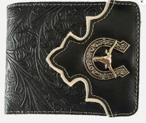 Longhorn Mens Wallet Western Bifold Style W090-6 Black - Picture 1 of 2
