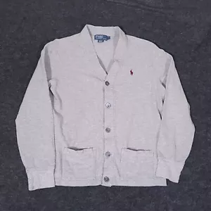 Polo Ralph Lauren cardigan maglione uomo grande grigio scollo a V bottoni logo pony - Foto 1 di 12