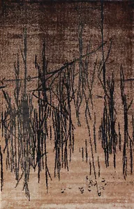 Turkish Abstract Brown 5x8 ft Area Rug Soft Pile Carpet - Picture 1 of 11