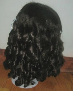 SIZE 10 ANTIQUE MODERN DOLL WIG MEDIUM BROWN SUZANNE SYNTHETIC MOHAIR - Picture 1 of 3