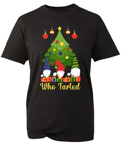 Camiseta Who Farted Santa Gnomies Árbol de Navidad Broma Divertida Parodia Navidad Prenda para el torso de invierno - Imagen 1 de 3