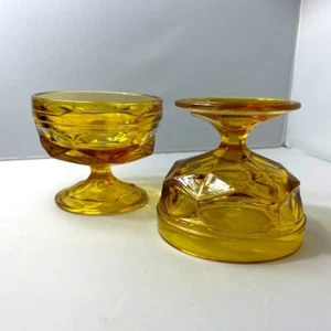 Pair Retro Anchor Hocking Fairfield Amber Sherbet Champagne Coupe Glasses - Picture 1 of 6