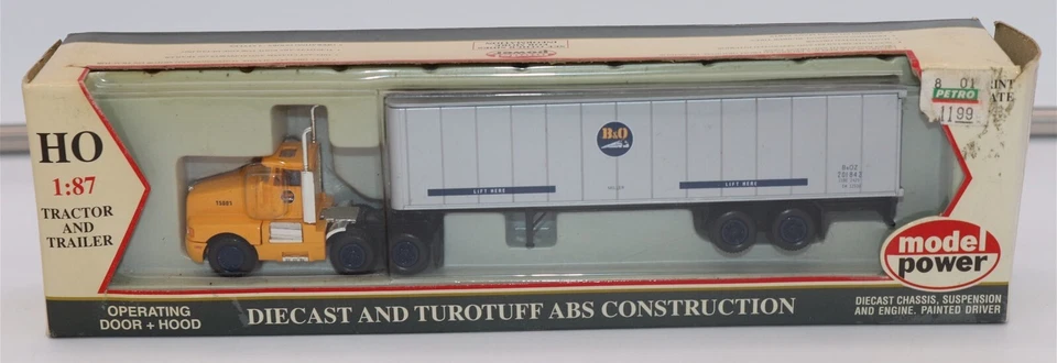 DIECAST 1:87 HO SCALE - TRACTOR AND TRAILOR - B&O - MODEL POWER - NIP - - Image 1 of 4