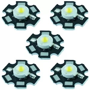 5 x Warm White 1W High Power Star PCB LED 110lm - Picture 1 of 1